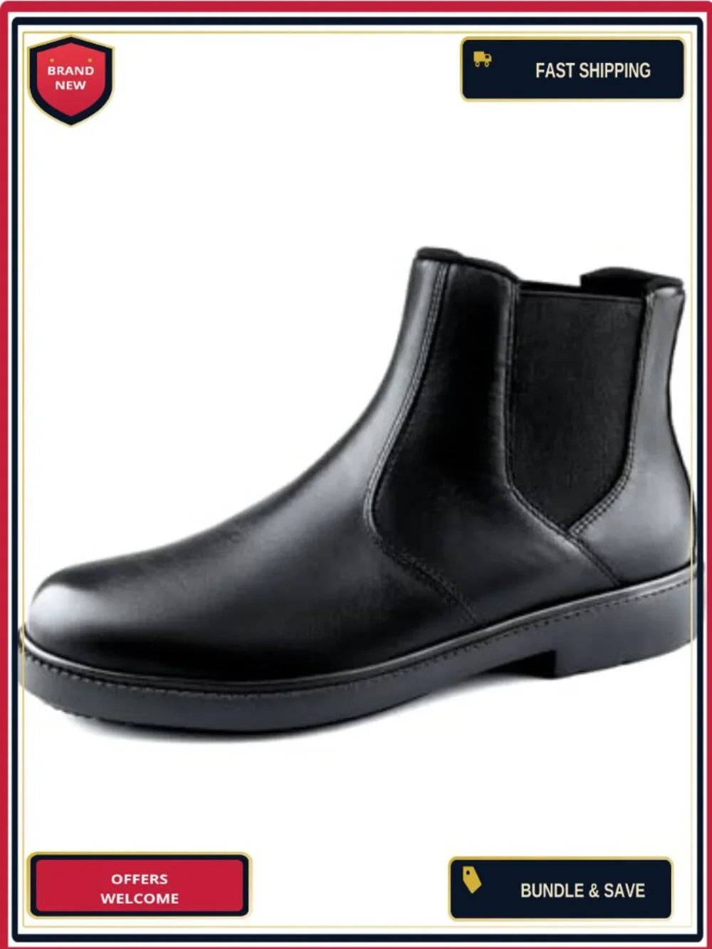 Genuine Leather Chelsea Boots Slip-On Ankle Boots Men's